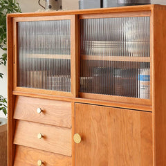 Elegant Cherry and Beech Wood Cabinet with Stylish Glass Accents Hersa-1635