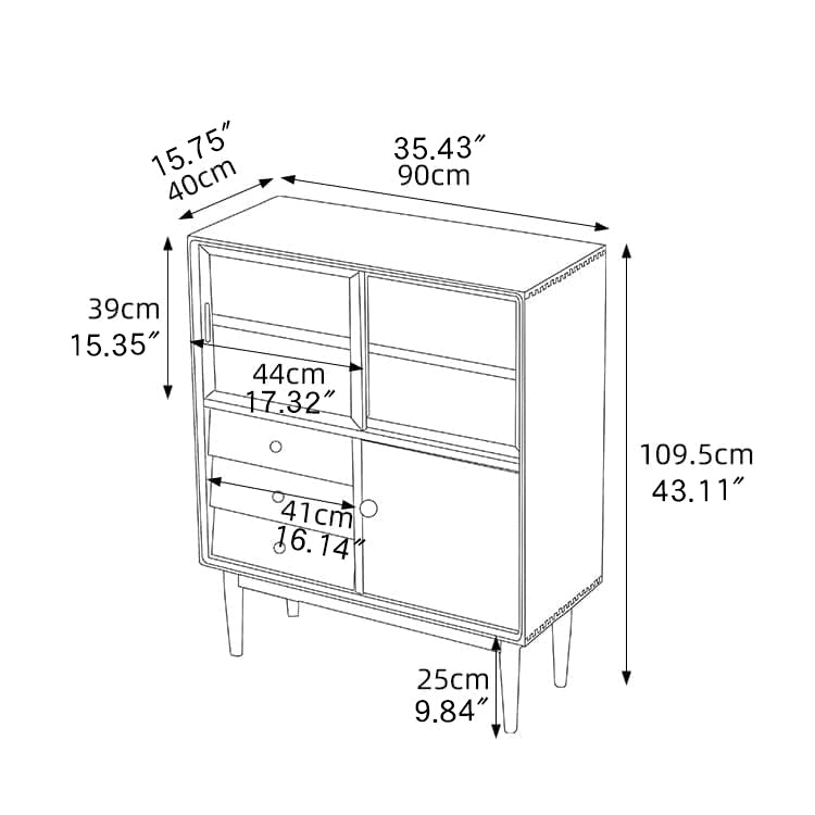 Elegant Cherry and Beech Wood Cabinet with Stylish Glass Accents Hersa-1635