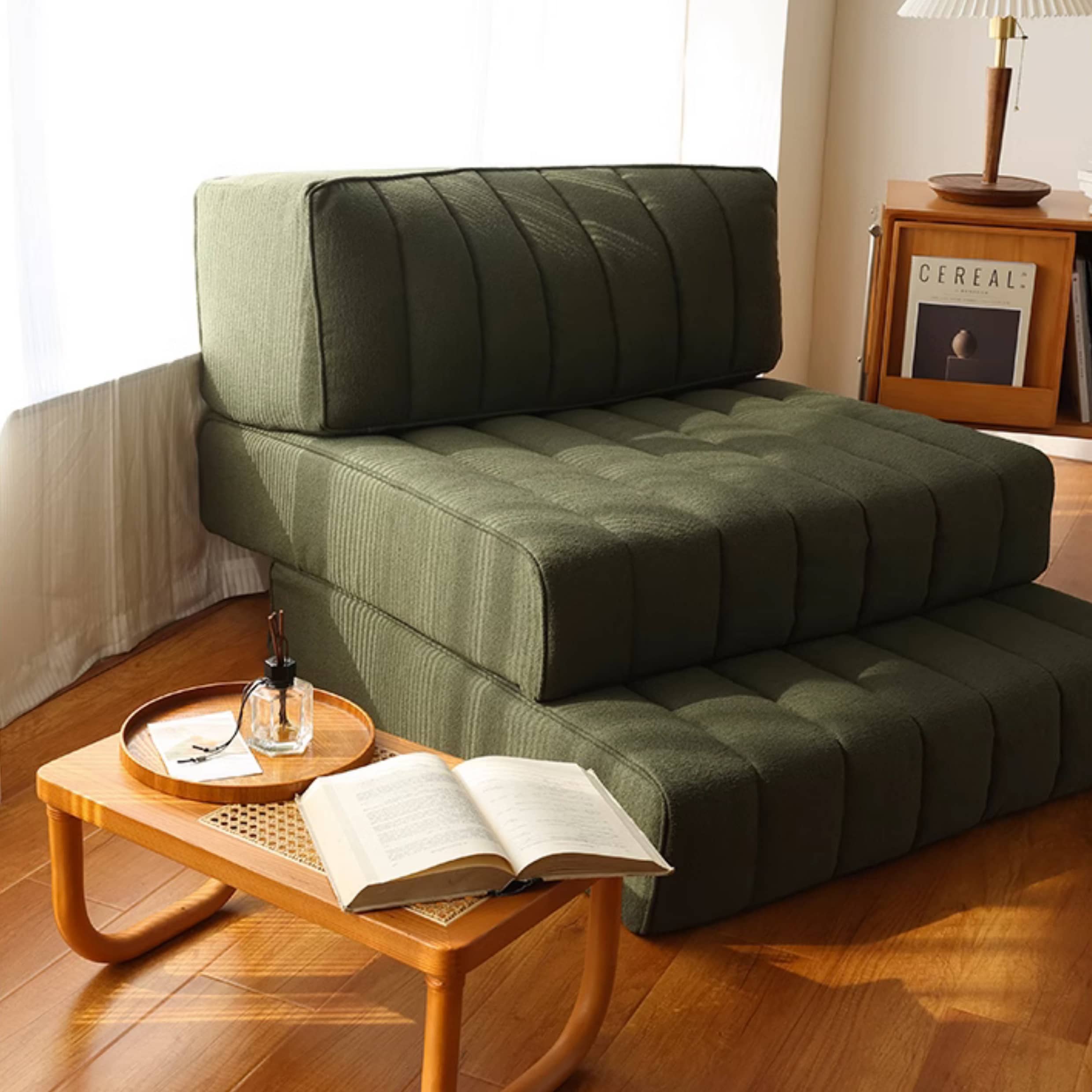 Luxurious Green Sectional Lazy Sofa with Goose Down Filling - Unique Sofa Bed for Friends Gathering Hersa-1641