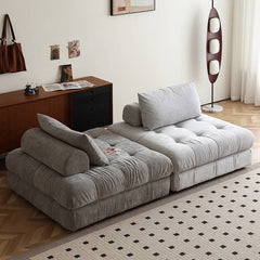 Modern Armless Sofa with Figure Cotton Upholstery - Durable Pine Wood Frame Gray Design for Living Room Hersa-1643