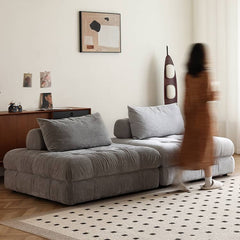 Modern Armless Sofa with Figure Cotton Upholstery - Durable Pine Wood Frame Gray Design for Living Room Hersa-1643