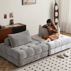 Modern Armless Sofa with Figure Cotton Upholstery - Durable Pine Wood Frame Gray Design for Living Room Hersa-1643