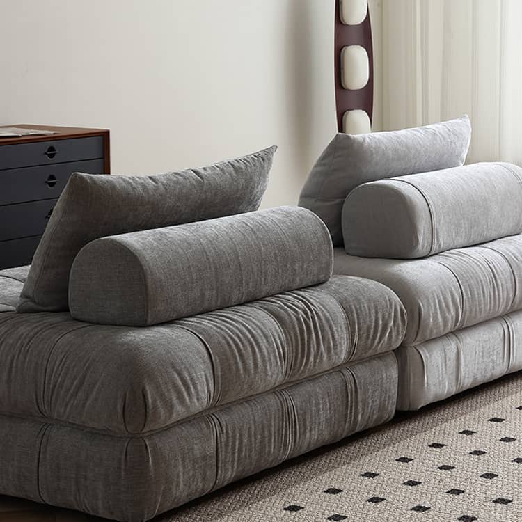 Modern Armless Sofa with Figure Cotton Upholstery - Durable Pine Wood Frame Gray Design for Living Room Hersa-1643