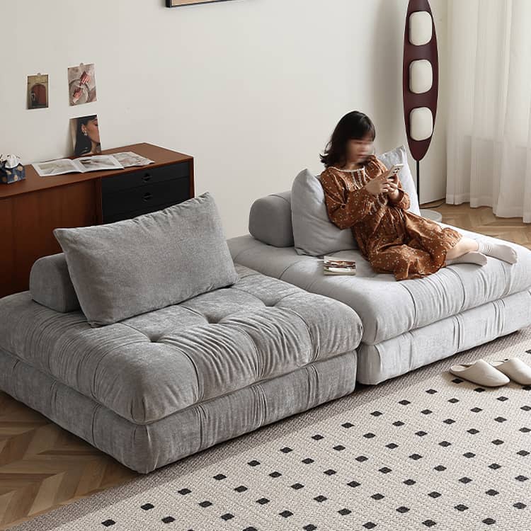 Modern Armless Sofa with Figure Cotton Upholstery - Durable Pine Wood Frame Gray Design for Living Room Hersa-1643