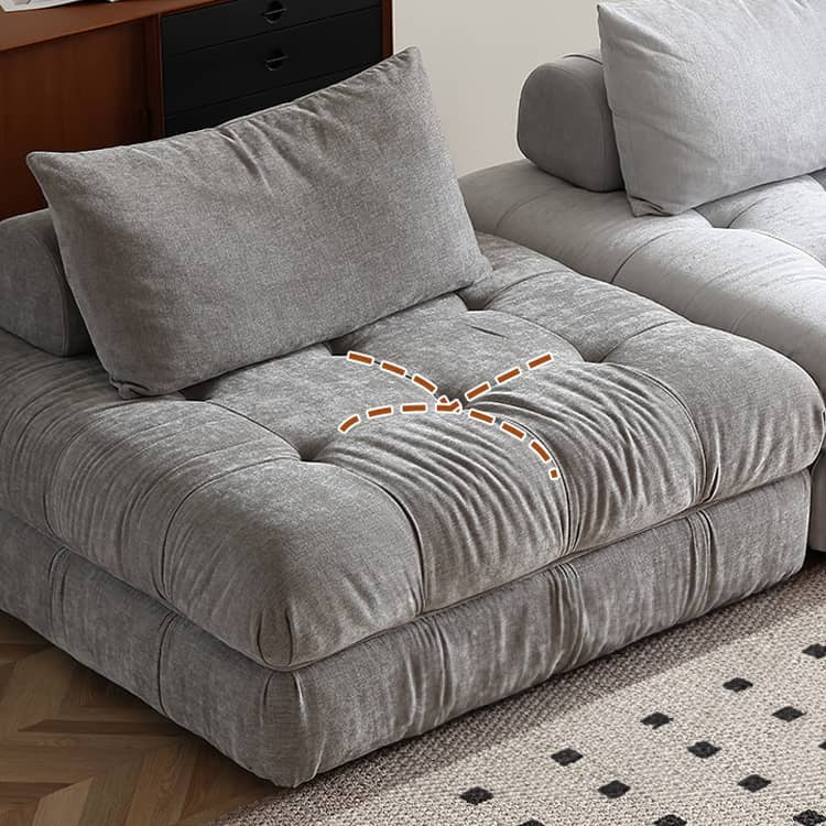 Modern Armless Sofa with Figure Cotton Upholstery - Durable Pine Wood Frame Gray Design for Living Room Hersa-1643