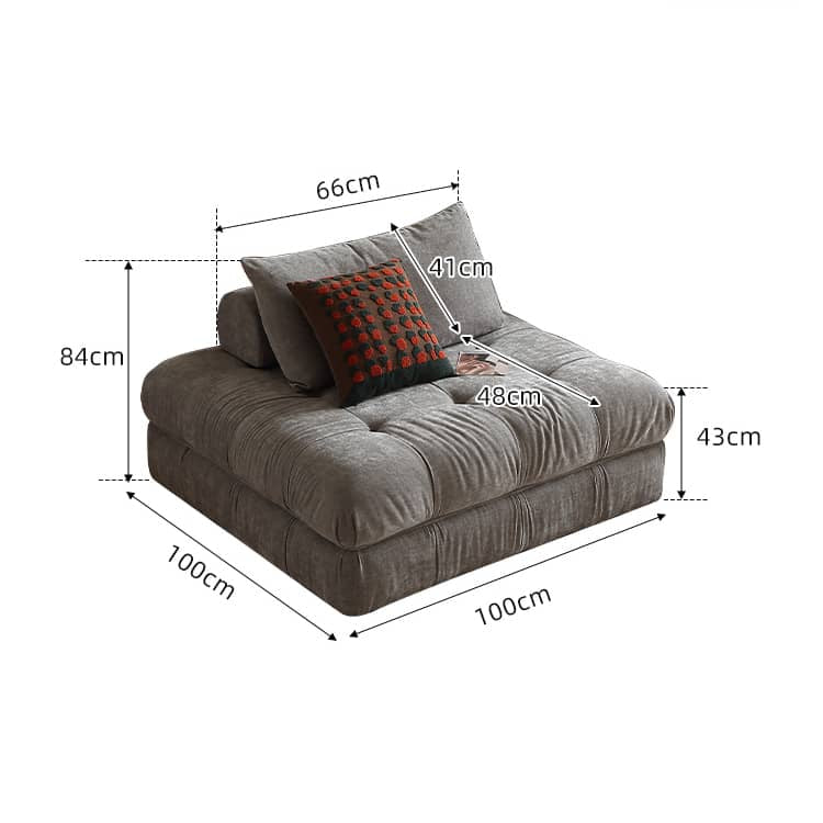 Modern Armless Sofa with Figure Cotton Upholstery - Durable Pine Wood Frame Gray Design for Living Room Hersa-1643