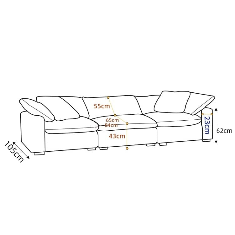 Minimalistic White Cotton Linen Sofa with Down Filling - Durable Pine Wood Multi-Size Choice Hersa-1645