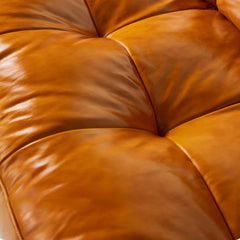 Luxurious Brown Leather Sofa with Down Filling Loveseat - Durable Pine Frame 3-Seater Sofa Hersa-1651