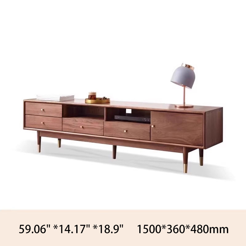 Sleek Black Walnut TV Stand - Durable and Stylish Entertainment Center K36N02