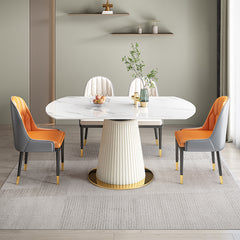 Modern Round Dining Table with Extendable Marble Top - Perfect for Your Dining Room qc-wy-1069-ty