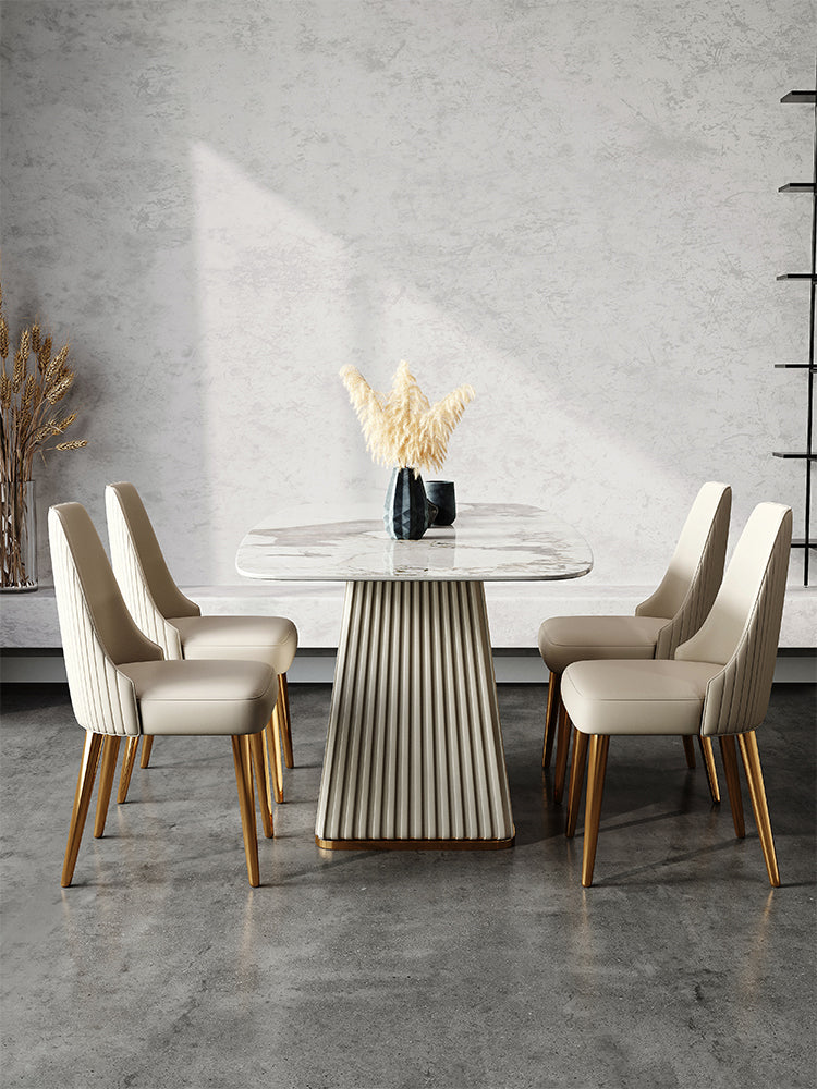 Modern Faux Leather Dining Chair with Stainless Steel Frame for Diningroom (Set of 2)  jh-chair-b（xp）