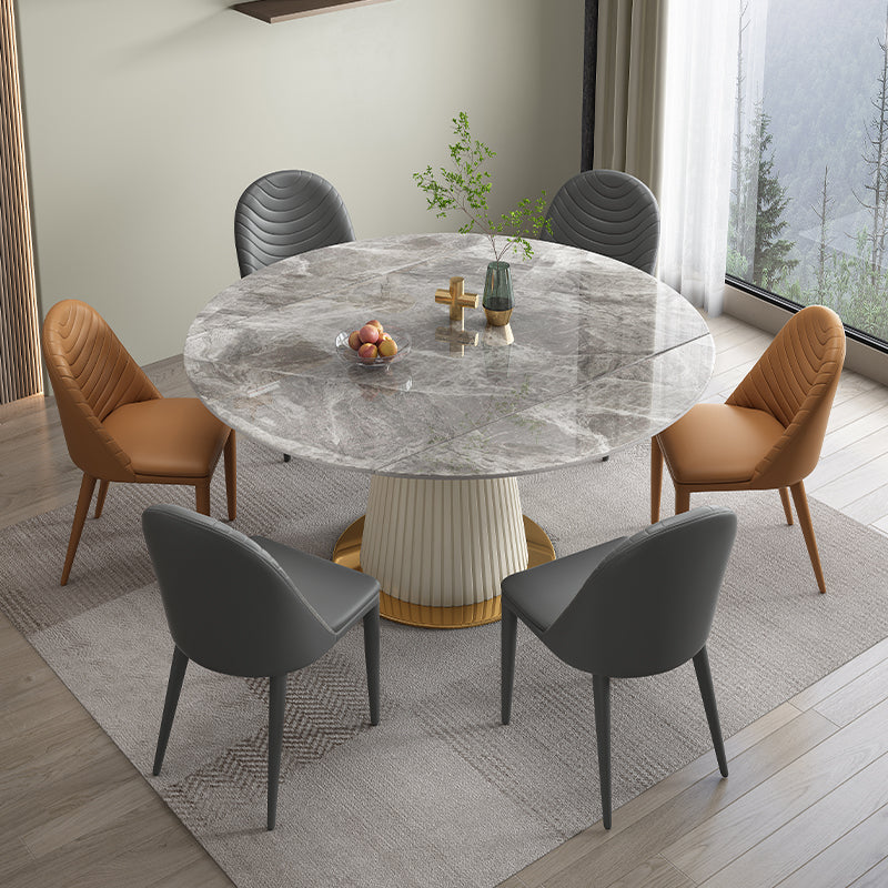 Modern Round Dining Table with Extendable Marble Top - Perfect for Your Dining Room qc-wy-1069-ty