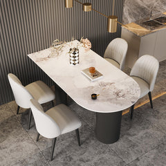 Luxurious Dining Table in White Oval Marble Top & 3 Metal Legs - Perfect for Your Dining Room msf-771