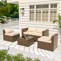 Stylish Rattan & Urethane Outdoor Sofa Set - Perfect for Patio, Porch, or Garden PA01001