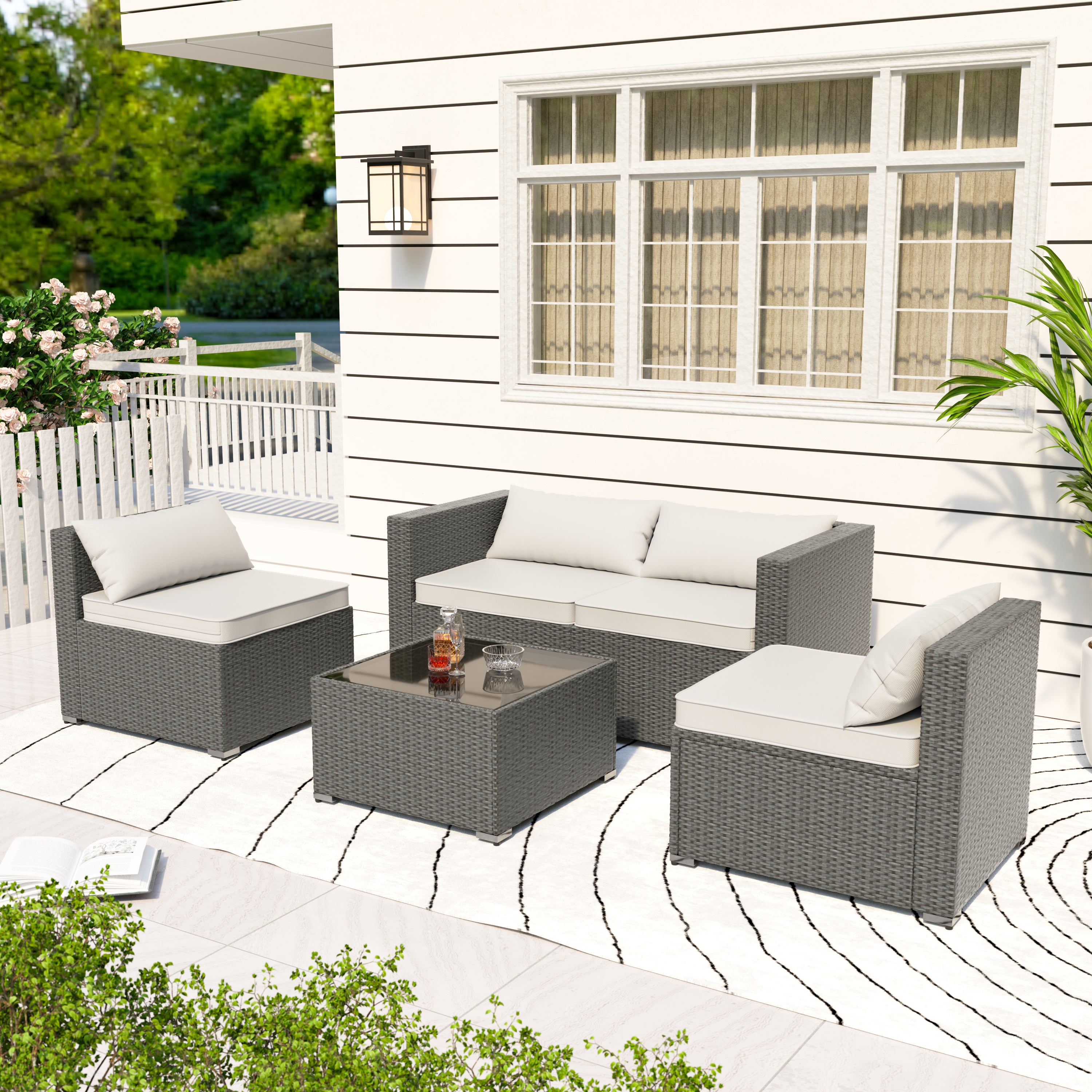 Stylish Rattan & Urethane Outdoor Sofa Set - Perfect for Patio, Porch, or Garden PA01001