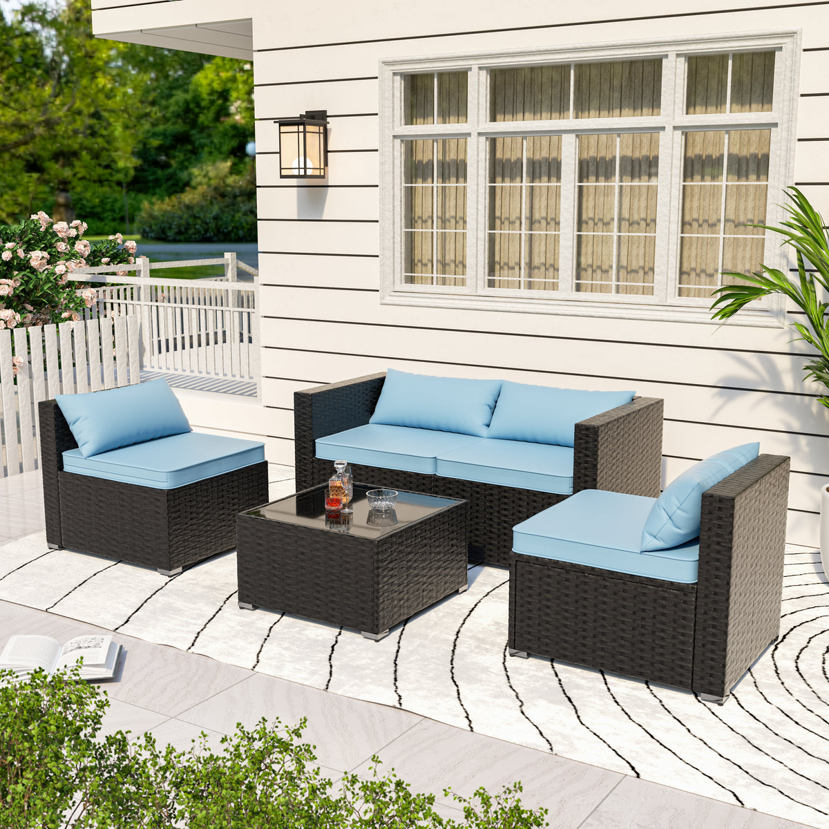 Stylish Rattan & Urethane Outdoor Sofa Set - Perfect for Patio, Porch, or Garden PA01001