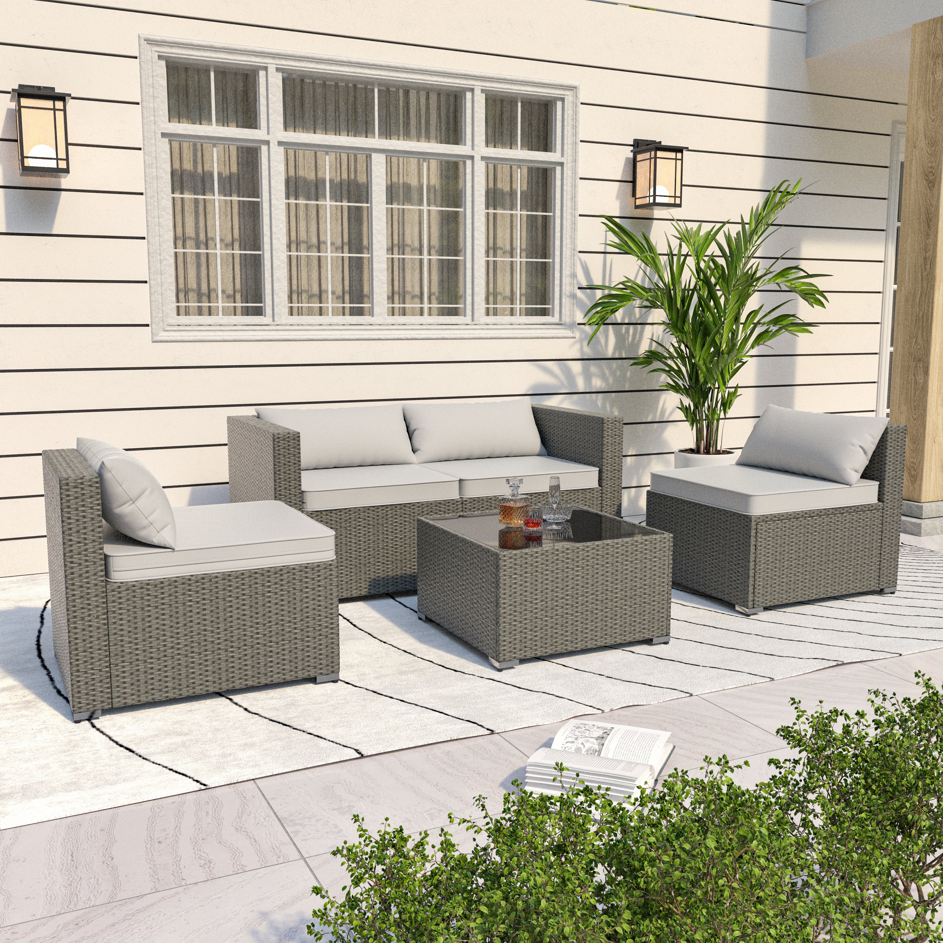 Stylish Rattan & Urethane Outdoor Sofa Set - Perfect for Patio, Porch, or Garden PA01001