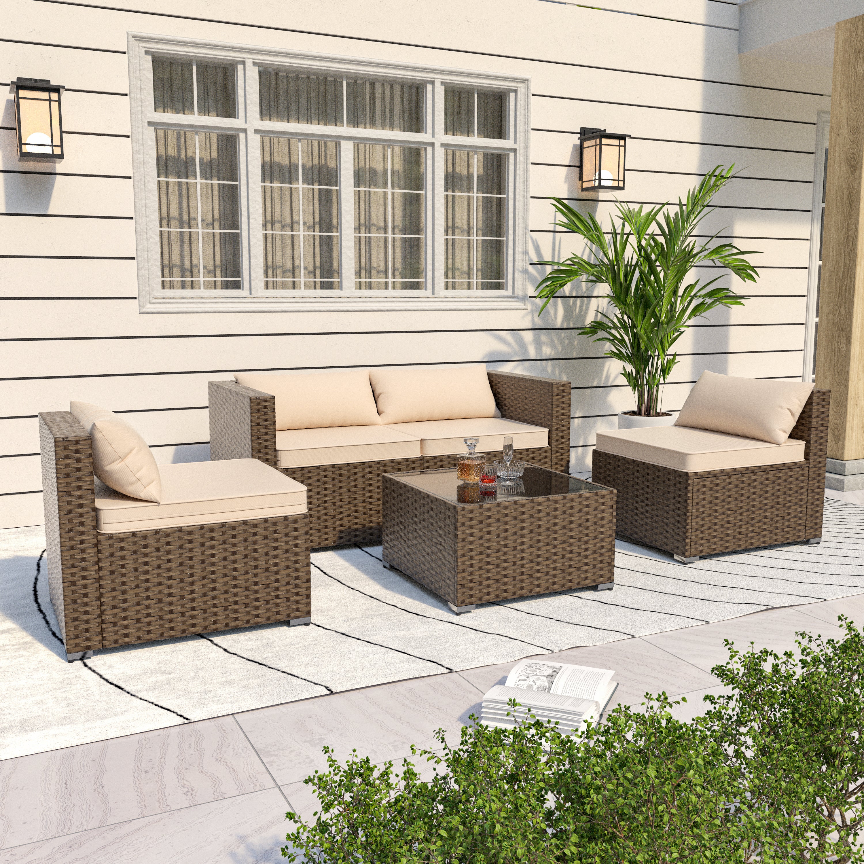 Stylish Rattan & Urethane Outdoor Sofa Set - Perfect for Patio, Porch, or Garden PA01001