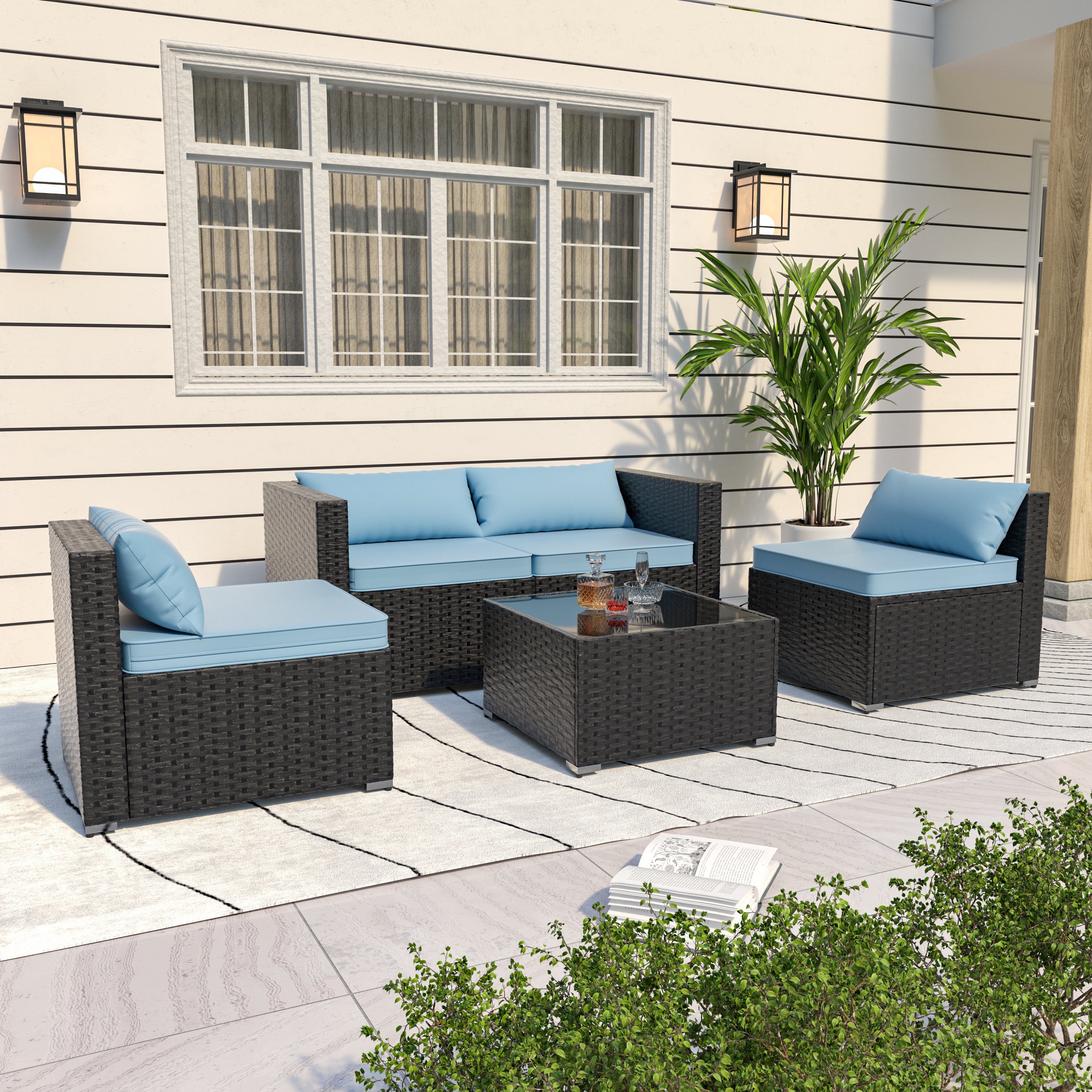 Stylish Rattan & Urethane Outdoor Sofa Set - Perfect for Patio, Porch, or Garden PA01001