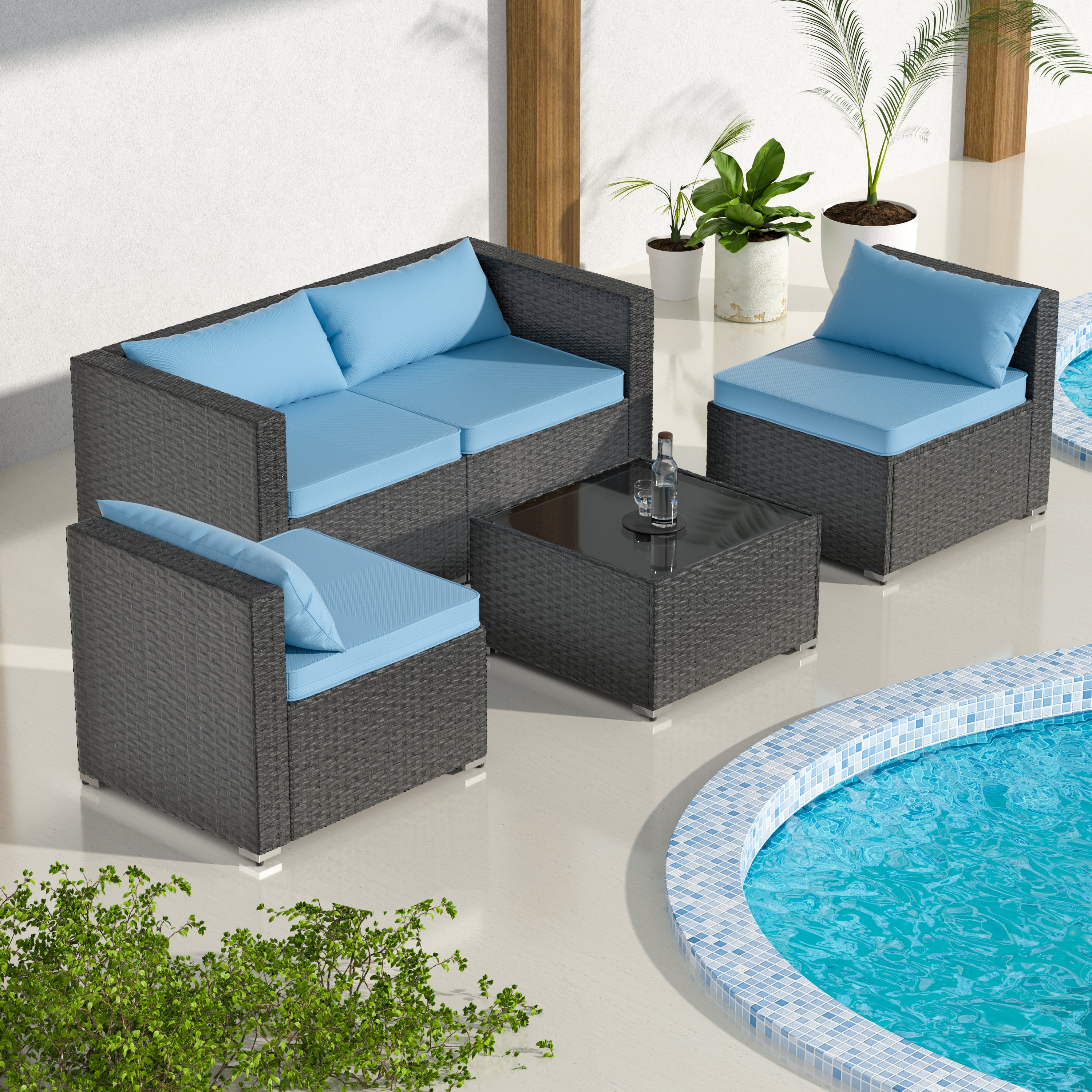 Stylish Rattan & Urethane Outdoor Sofa Set - Perfect for Patio, Porch, or Garden PA01001