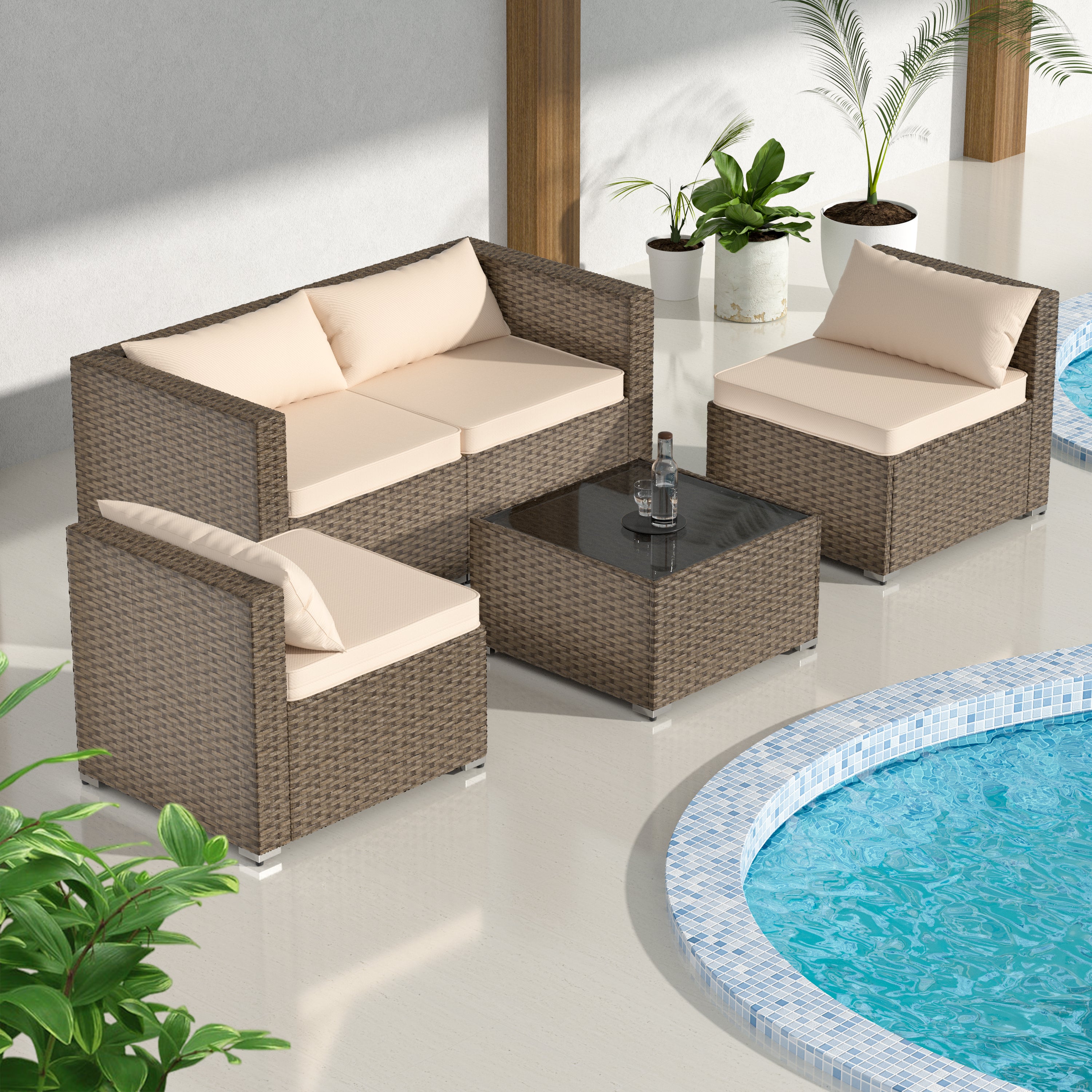 Stylish Rattan & Urethane Outdoor Sofa Set - Perfect for Patio, Porch, or Garden PA01001