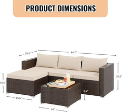 Stylish Rattan & Urethane Outdoor Sectional Sofa Set with Cushions and Coffee Table PA01002