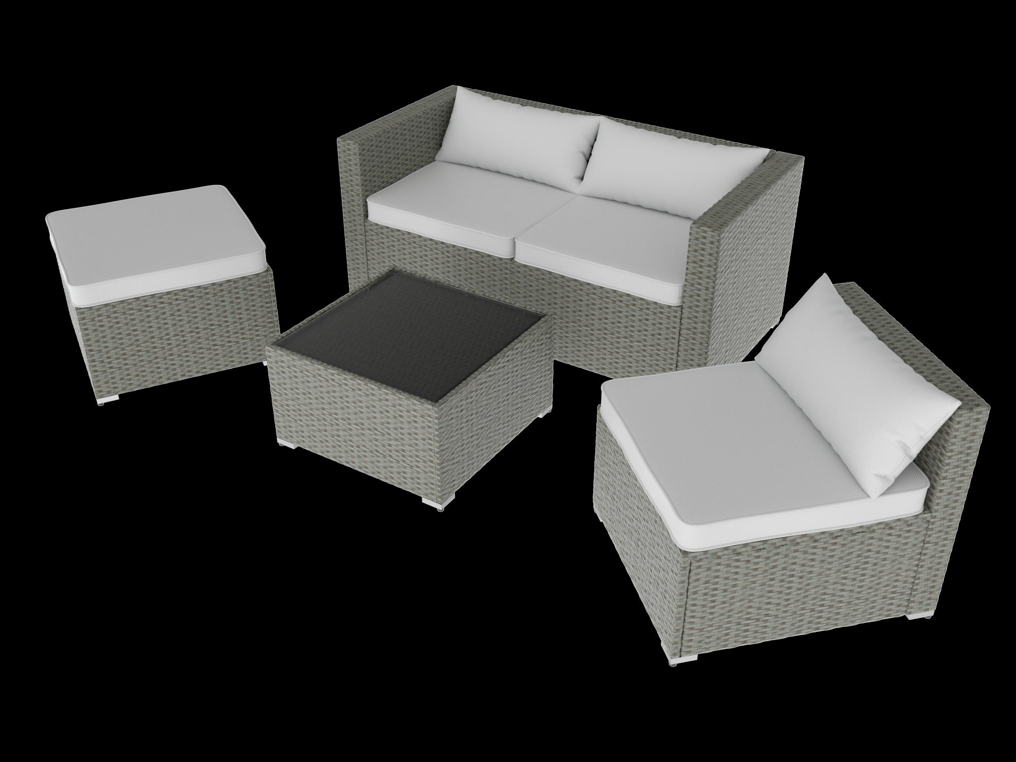 Stylish Rattan & Urethane Outdoor Sectional Sofa Set with Cushions and Coffee Table PA01002