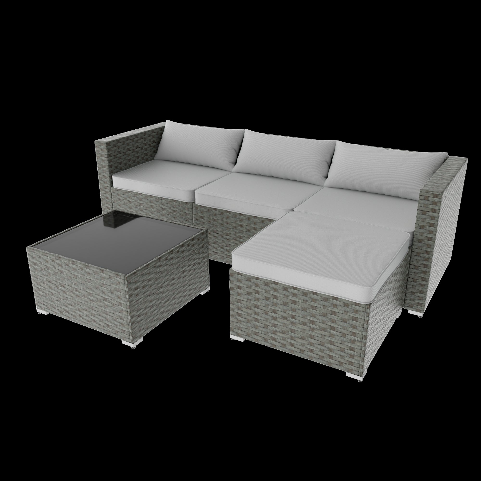 Stylish Rattan & Urethane Outdoor Sectional Sofa Set with Cushions and Coffee Table PA01002