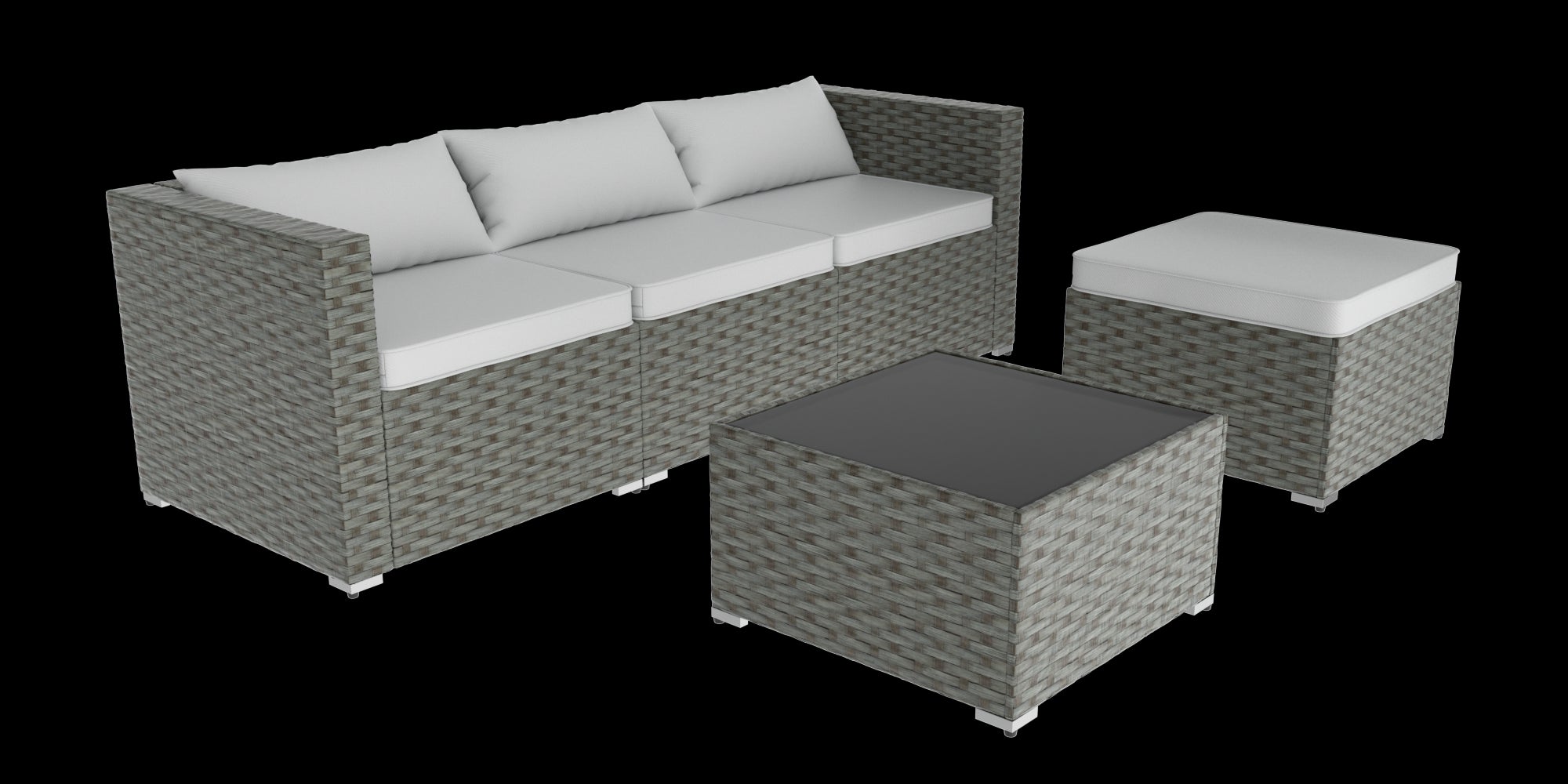 Stylish Rattan & Urethane Outdoor Sectional Sofa Set with Cushions and Coffee Table PA01002