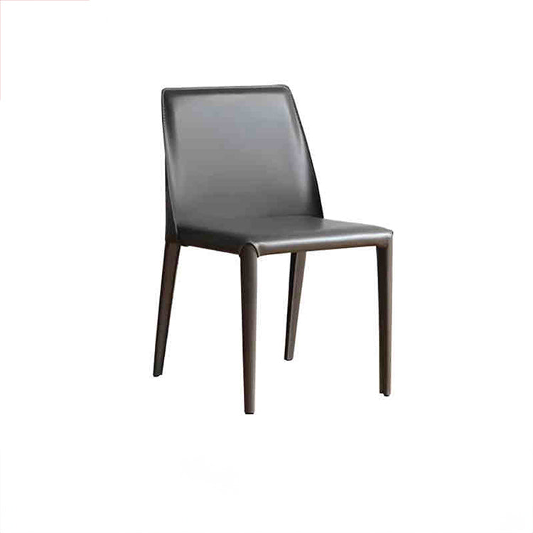 Luxurious Leather Dining Chair with 4 Metal Legs - Modern & Sturdy Design for Dining Room S03123