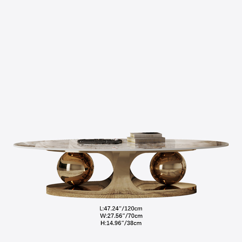 Sintered Stone Stainless Steel Coffee Table – Modern Elegance for Your Living Space fdl-2598