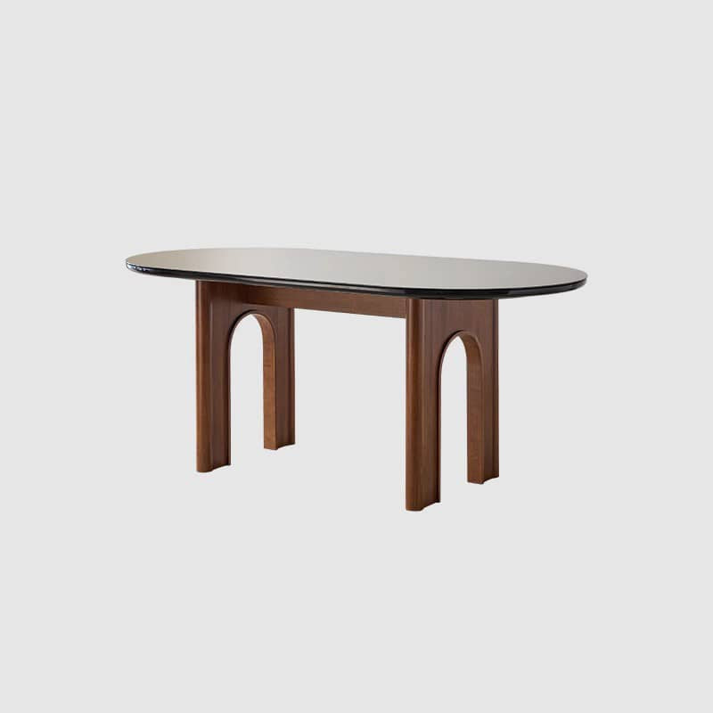 Elegant Oak Wood and Tempered Glass Table - Solid Wood Design fld-2755