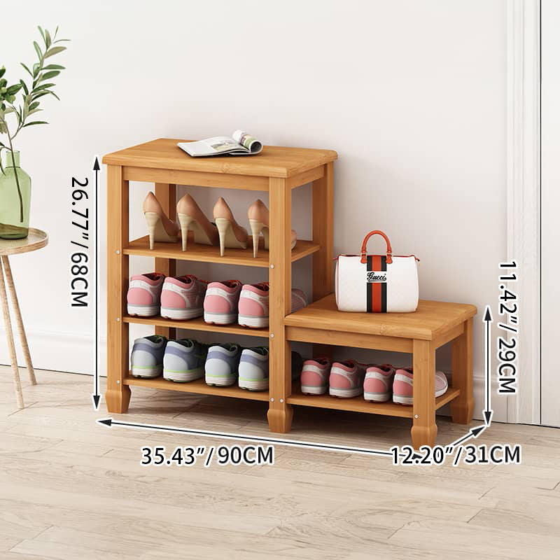 Elegant Bamboo Storage Rack - Natural Wood Color, Brown Finish hsl-296