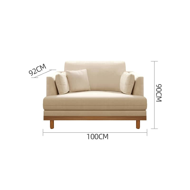 Luxurious Beige Corduroy Sofa with Natural Oak and Pine Wood Frame - Goose Down Cushions hmyf-1276