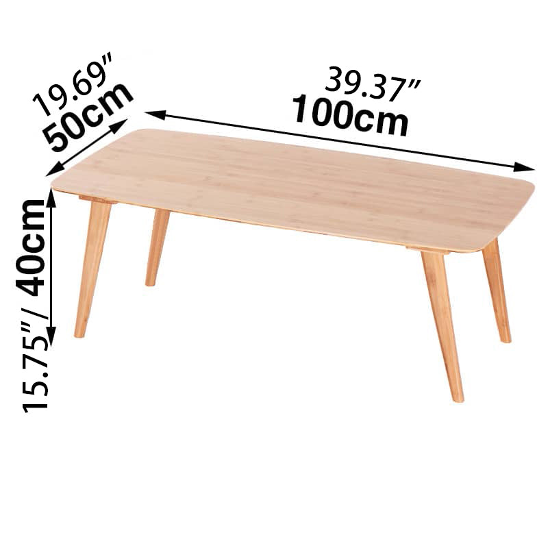 Modern Rectangular Bamboo Coffee Table Two-Tier for Storage in Natural Wood Color - Perfect for Your Living Room hsl-81