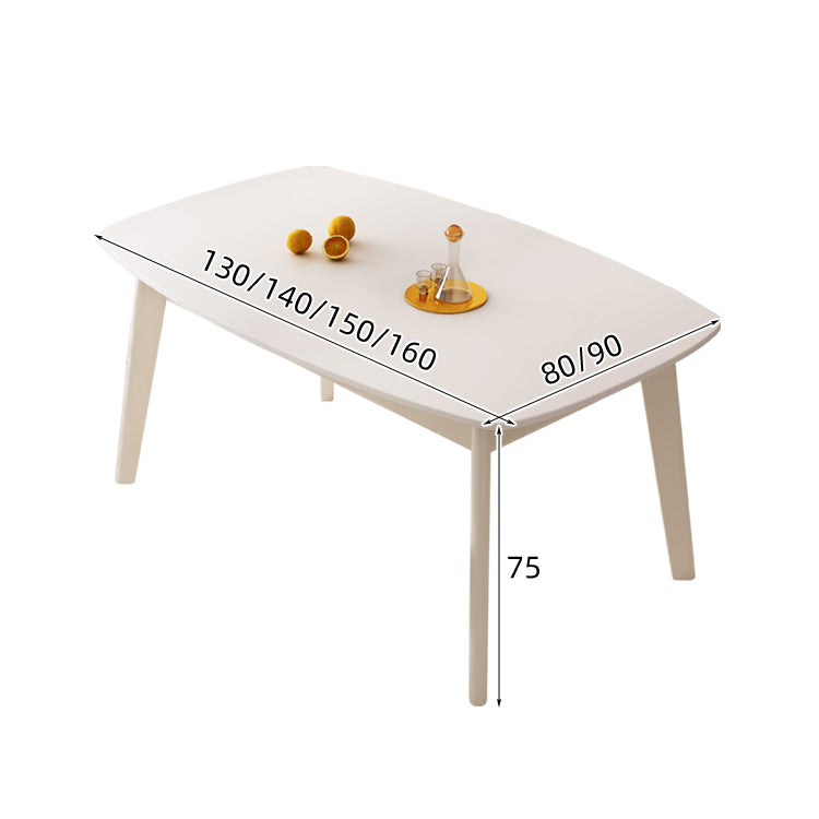 Minimalistic Rectangular Dining Table in Beige - Sintered Stone Top and Rubber Wood Frame for 6 hglna-1459