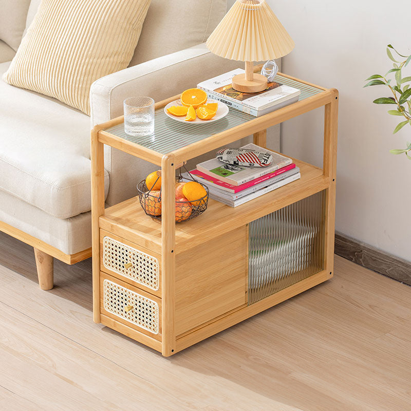 Modern End Table with Storage - Glass Top for All Your Rooms hsl-82