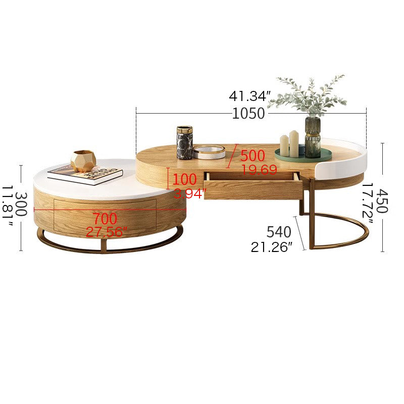 Elegant Solid Wood Two-Tone Coffee Table with Storage - Modern For Your LIvingroom fjnl-1593