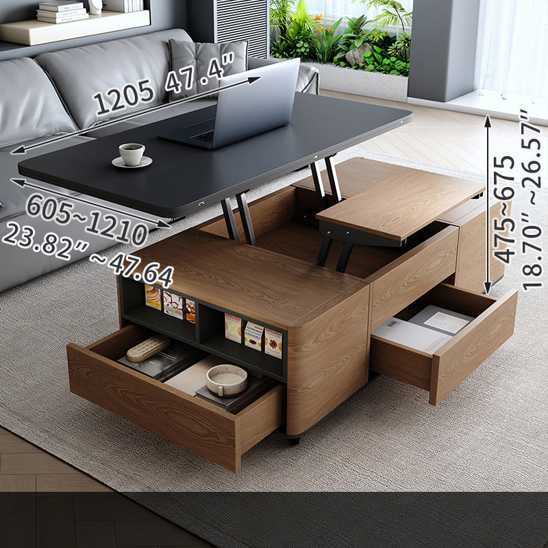 Rectangular Coffee Table with Lift-Top & 4 Ottomans - Modern Design with Storage fajf-957