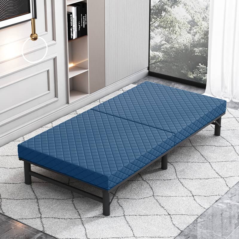 Modern Multi-Layer Steel and Wood Bed with Bamboo Charcoal Foam and Figure Cotton Topper - Available in Grey, Black, Blue, Brown, and Off White fcsnm-908