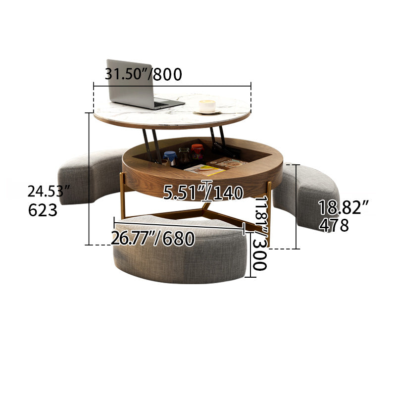 Elegant Sintered Stone Coffee Table with Stainless Steel Frame and PU Leather Linen Finish fjnl-2449