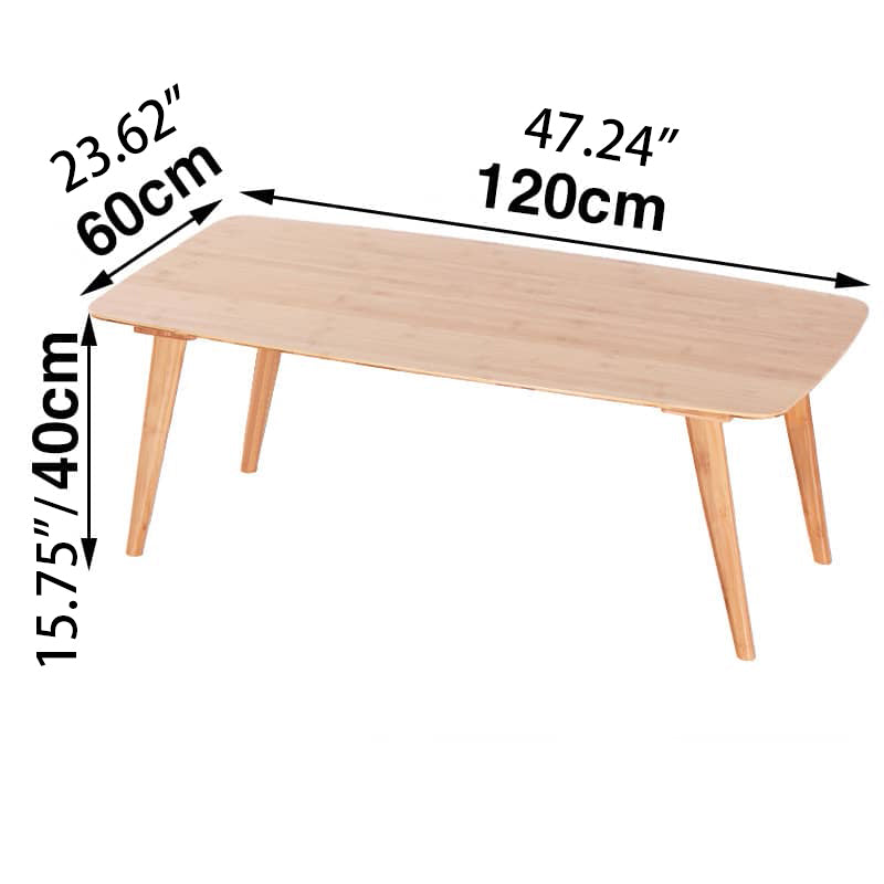 Modern Rectangular Bamboo Coffee Table Two-Tier for Storage in Natural Wood Color - Perfect for Your Living Room hsl-81