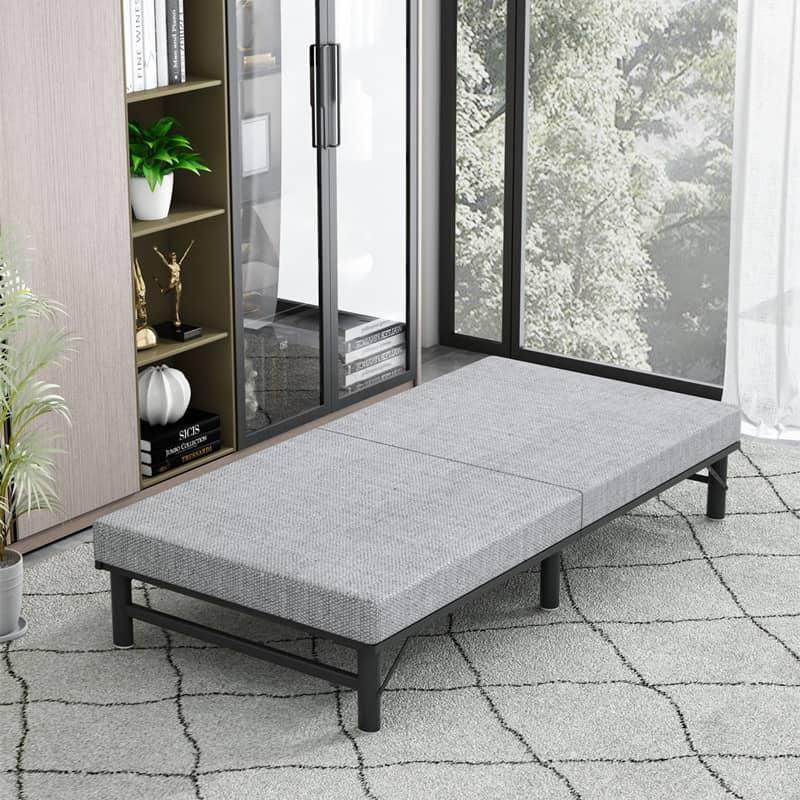 Modern Grey & Black Bed with Bamboo Charcoal Foam and Laminated Wood fcsnm-904