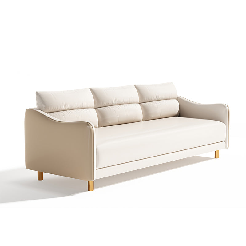 Stylish Techno Fabric Sofa - Available in Orange, Off White, Khaki, Black, Light Gray, and Dark Blue with Wood Accents qm-16