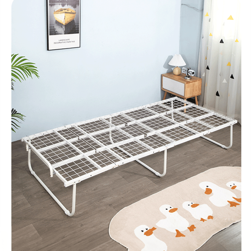 Stylish White Paulownia Wood Bed Frame with Steel Accents - Elegant Natural Finish fcsnm-901