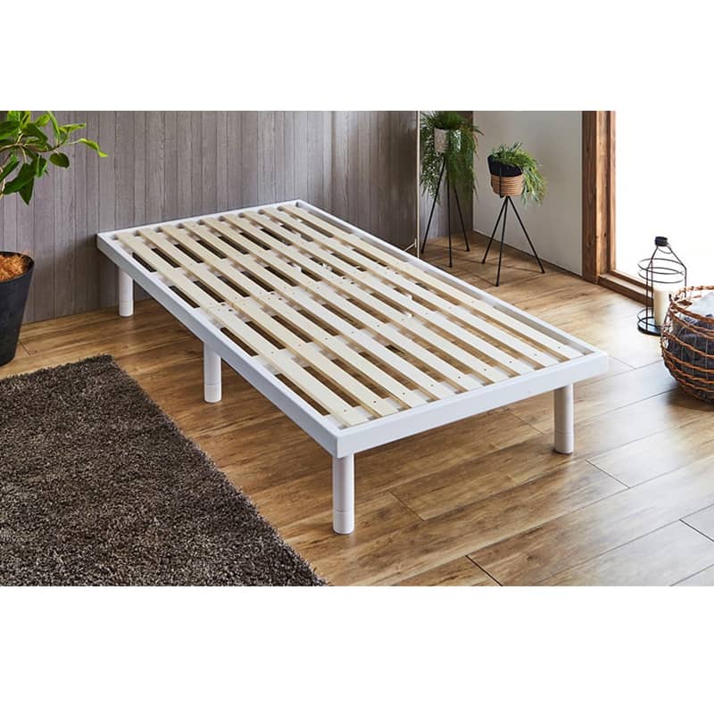 Rustic Fir Wood Bed in Natural White and Brown Finish fcsnm-902