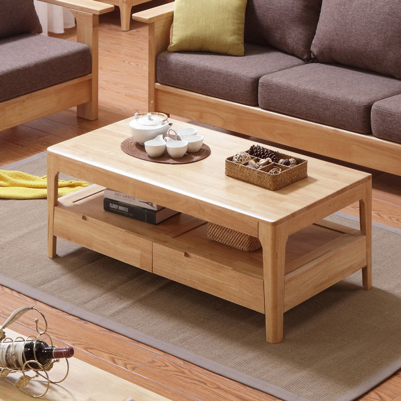 Rectangular Wooden Coffee Table in Natural Wood Color - Modern for LIvingroom hglna-1466