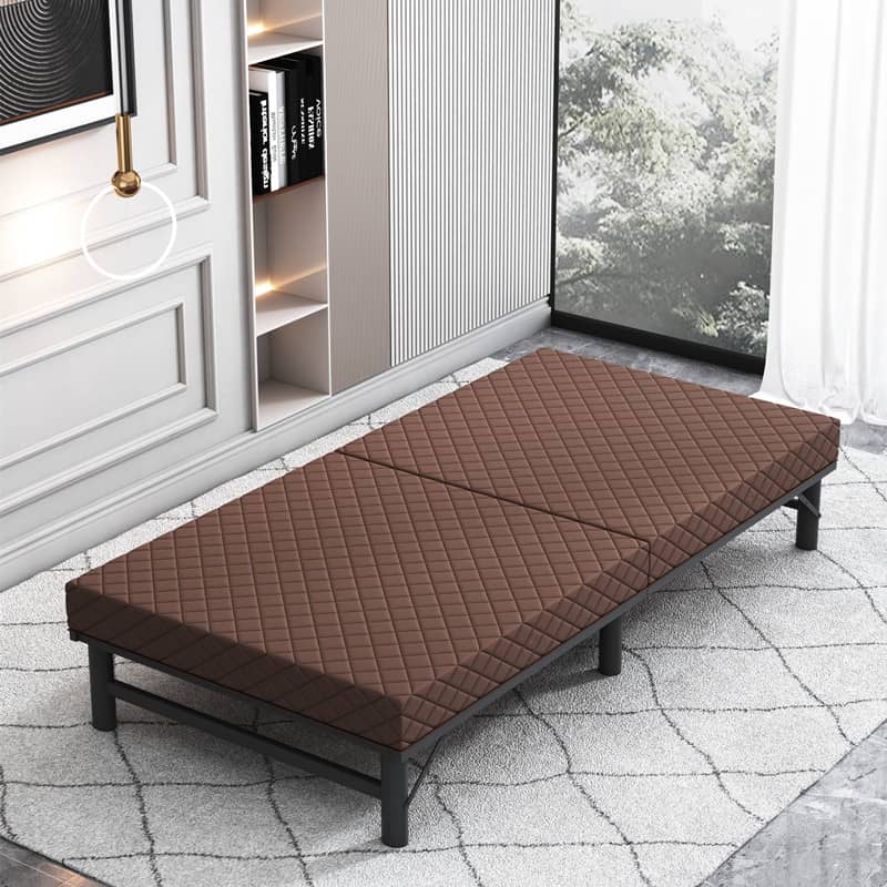 Modern Multi-Layer Steel and Wood Bed with Bamboo Charcoal Foam and Figure Cotton Topper - Available in Grey, Black, Blue, Brown, and Off White fcsnm-908