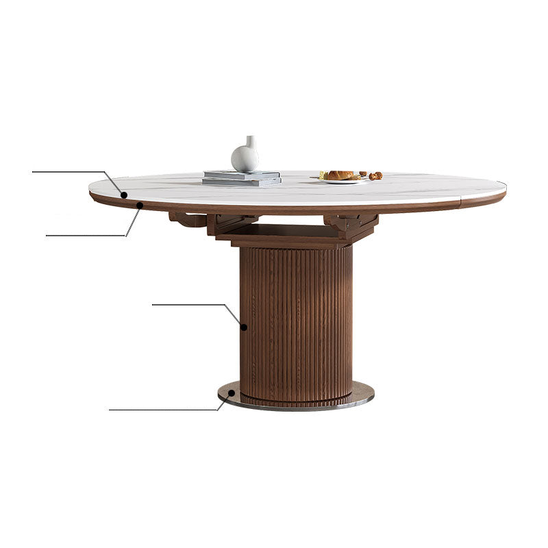 Extendable Round Dining Table with Sintered Stone Top for 6-8 People fnl-272