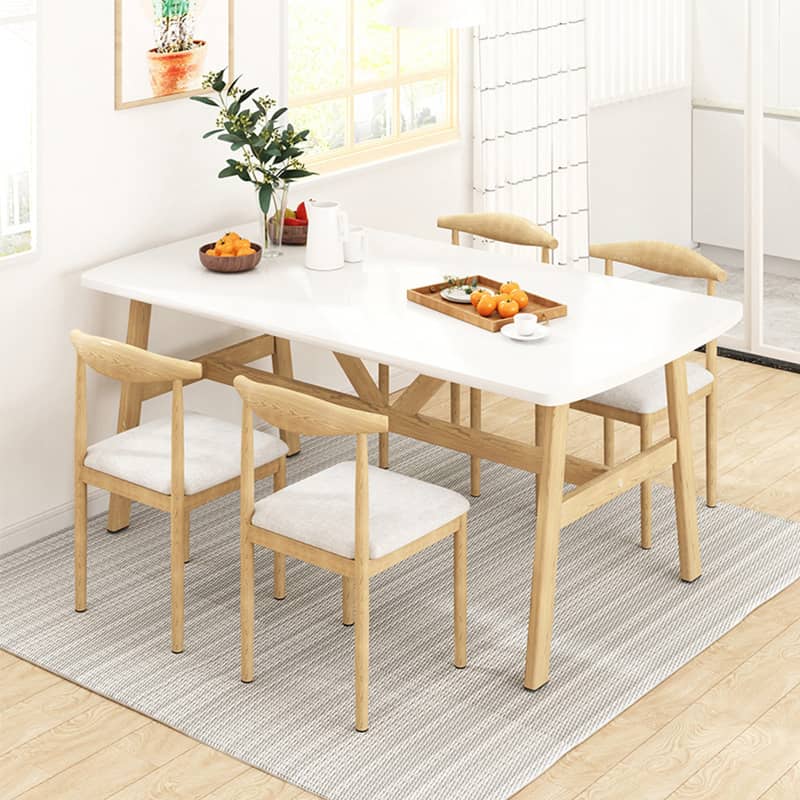 Minimalistic Rectangular Dining Table in Natural Wood Color for 6 People fxjc-921